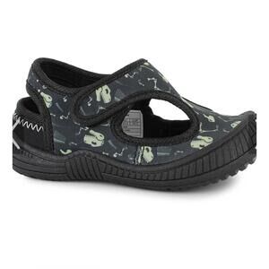 NIB OOMPHIES Boys Splash Dinosaur Water Shoes – Black Dino Print – Size 5C